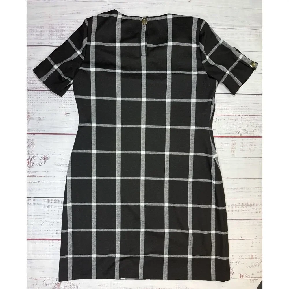 Tommy Hilfiger Woman’s Plaid A-Line Dress Size 12‎ Black / White